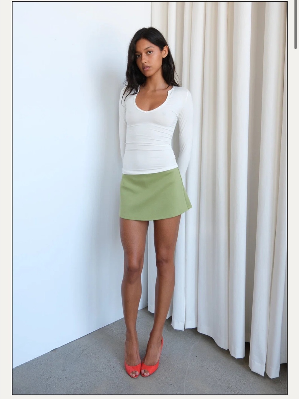 Pistachio geel mini skort